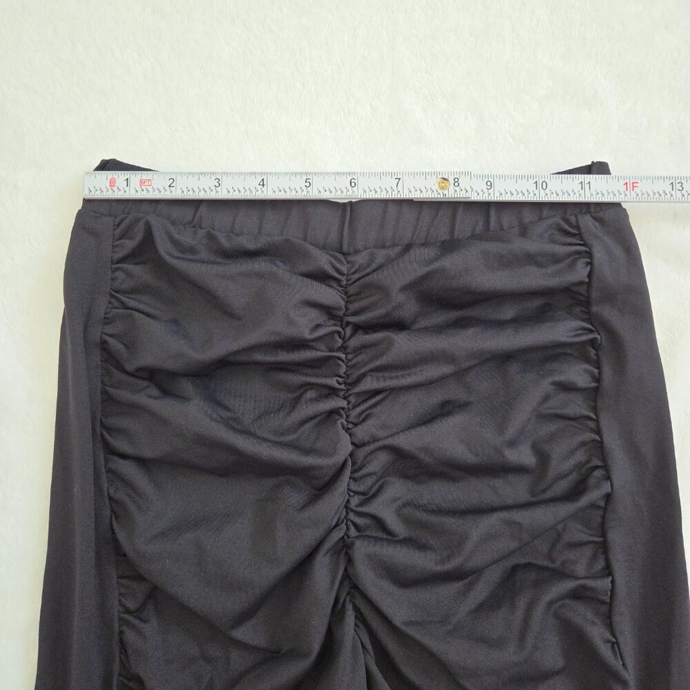 Zara Black Ruched Leggings Medium Subversive Cyber Y2K Goth Grunge High Rise - Picture 8 of 10